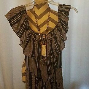 Navy  & white off the shoulder ankle Romper